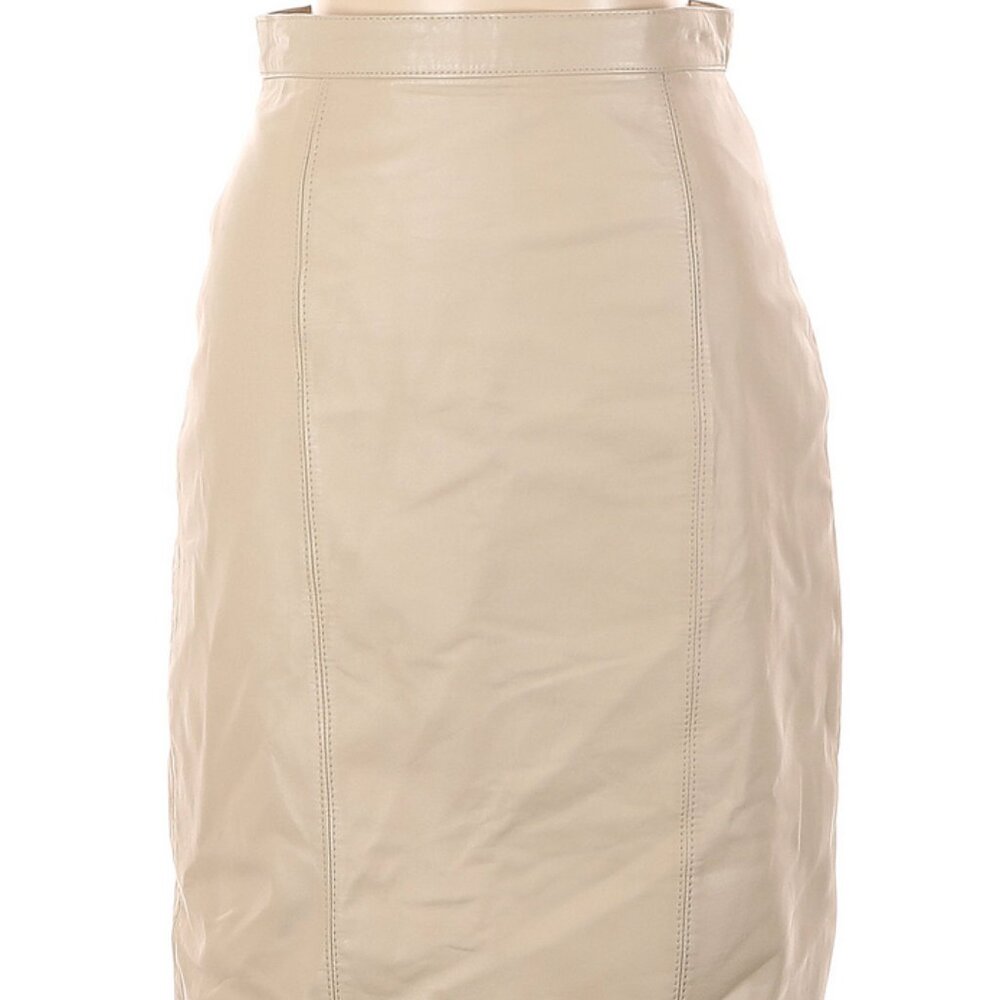 Beige Cedars Leather Mini Skirt With Edgy Lacing Size 10 Chic Staple🤎